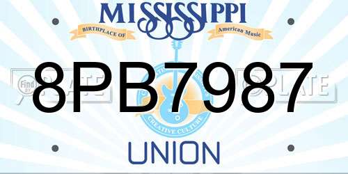 8PB7987 Mississippi License Plate