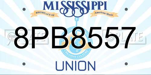 8PB8557 Mississippi License Plate