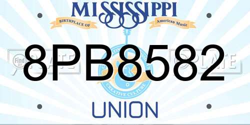 8PB8582 Mississippi License Plate
