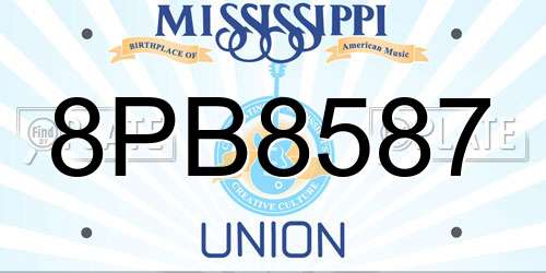 8PB8587 Mississippi License Plate