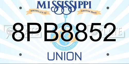 8PB8852 Mississippi License Plate