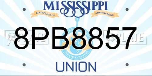 8PB8857 Mississippi License Plate