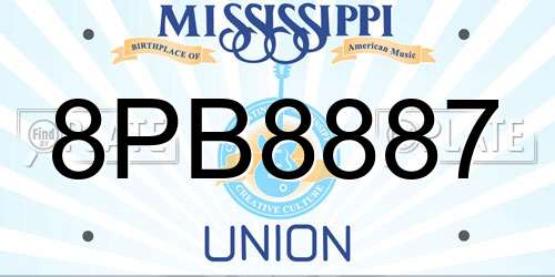 8PB8887 Mississippi License Plate
