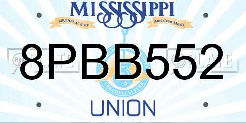 8PBB552 Mississippi License Plate