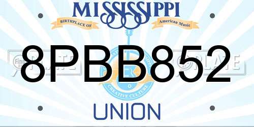 8PBB852 Mississippi License Plate