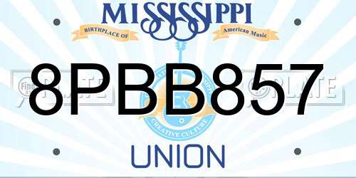 8PBB857 Mississippi License Plate