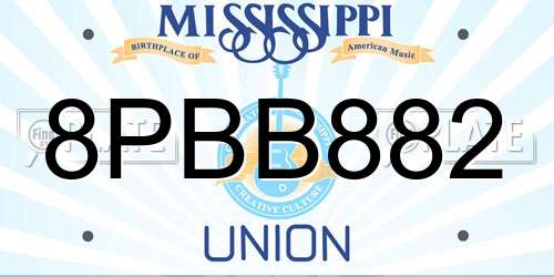 8PBB882 Mississippi License Plate