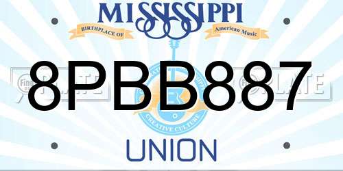 8PBB887 Mississippi License Plate