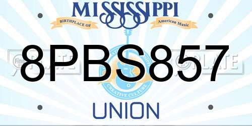 8PBS857 Mississippi License Plate