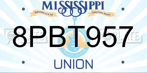 8PBT957 Mississippi License Plate