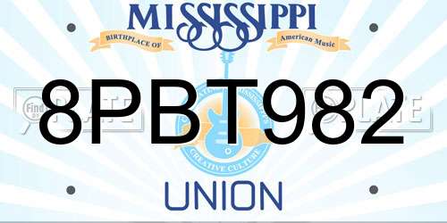 8PBT982 Mississippi License Plate