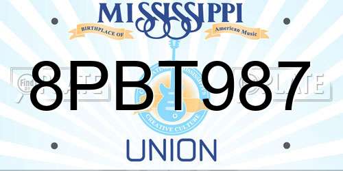 8PBT987 Mississippi License Plate