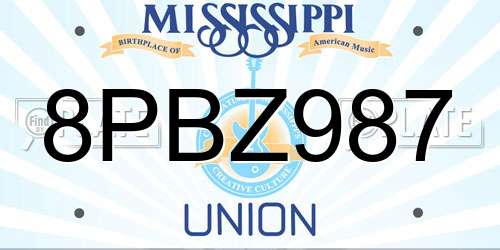 8PBZ987 Mississippi License Plate