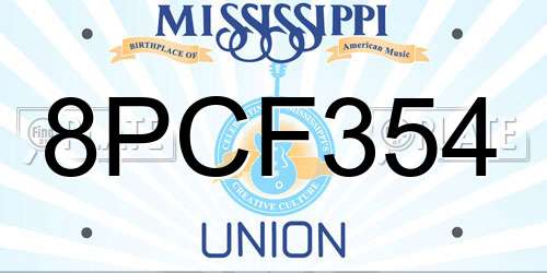 8PCF354 Mississippi License Plate