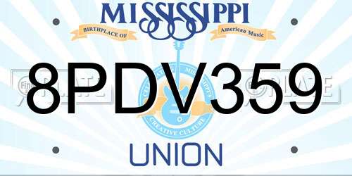 8PDV359 Mississippi License Plate