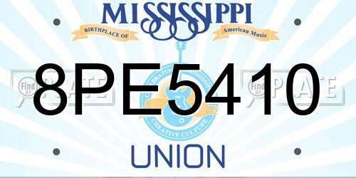 8PE5410 Mississippi License Plate