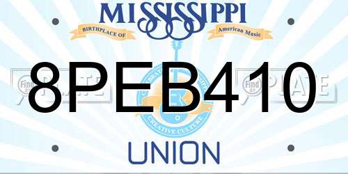 8PEB410 Mississippi License Plate