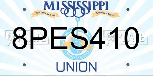 8PES410 Mississippi License Plate