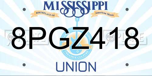 8PGZ418 Mississippi License Plate