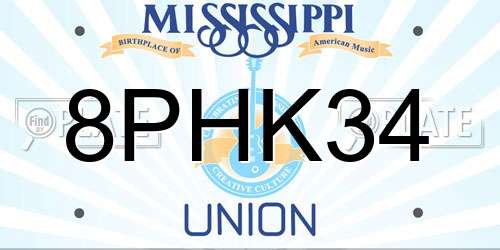 8PHK34 Mississippi License Plate