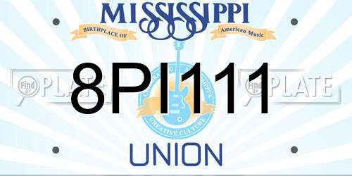 8PI111 Mississippi License Plate