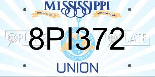 8PI372 Mississippi License Plate