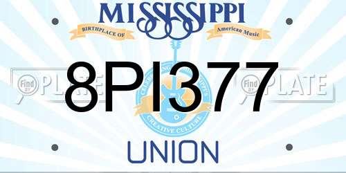 8PI377 Mississippi License Plate