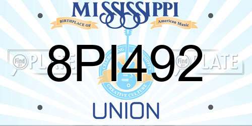 8PI492 Mississippi License Plate