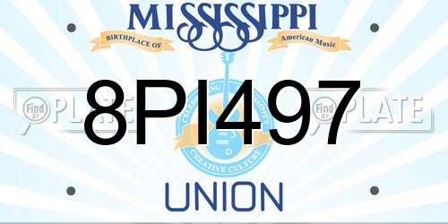 8PI497 Mississippi License Plate