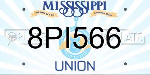 8PI566 Mississippi License Plate