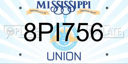 8PI756 Mississippi License Plate