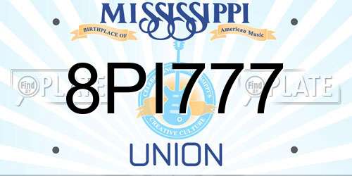 8PI777 Mississippi License Plate