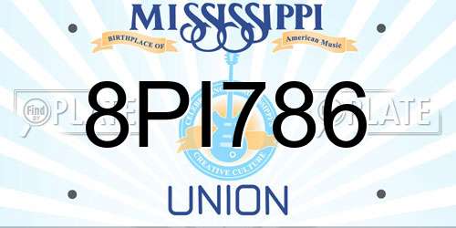 8PI786 Mississippi License Plate
