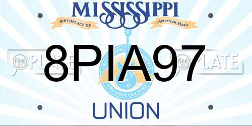 8PIA97 Mississippi License Plate