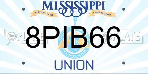 8PIB66 Mississippi License Plate