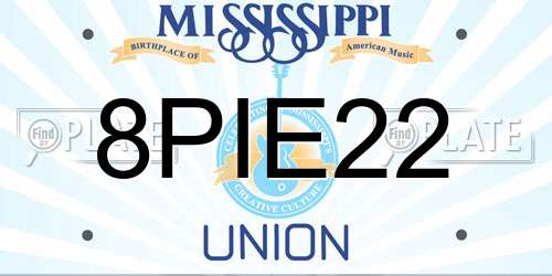 8PIE22 Mississippi License Plate