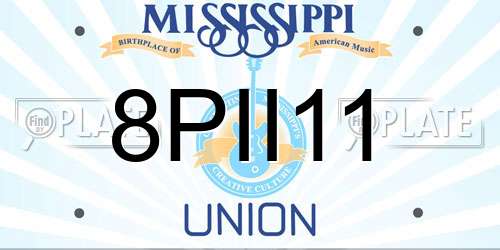 8PII11 Mississippi License Plate