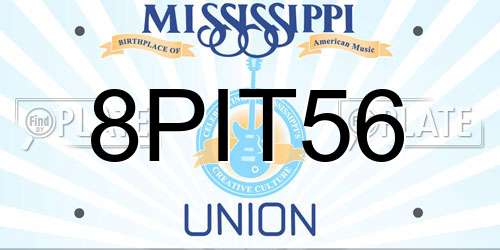 8PIT56 Mississippi License Plate