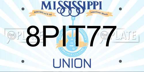 8PIT77 Mississippi License Plate