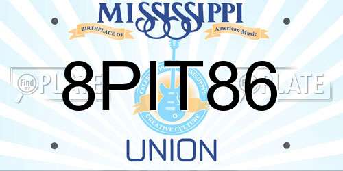 8PIT86 Mississippi License Plate