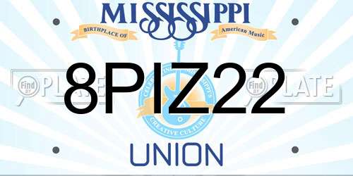 8PIZ22 Mississippi License Plate