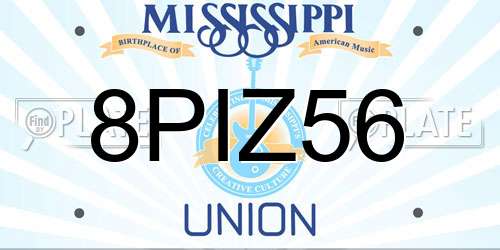 8PIZ56 Mississippi License Plate