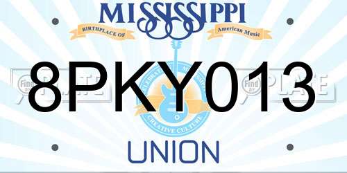 8PKY013 Mississippi License Plate