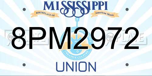 8PM2972 Mississippi License Plate