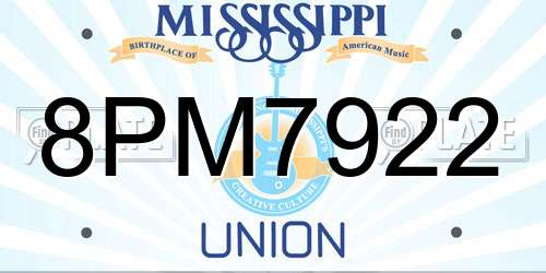 8PM7922 Mississippi License Plate