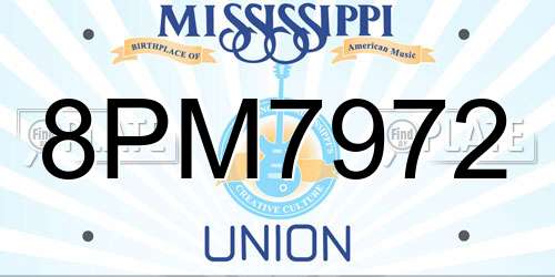 8PM7972 Mississippi License Plate