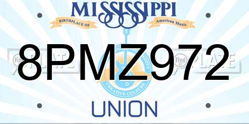 8PMZ972 Mississippi License Plate
