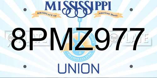 8PMZ977 Mississippi License Plate