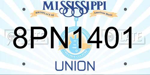 8PN1401 Mississippi License Plate