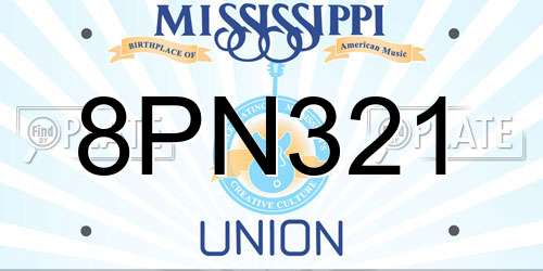 8PN321 Mississippi License Plate